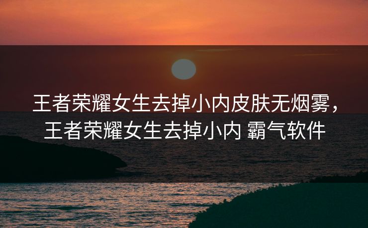 王者荣耀女生去掉小内皮肤无烟雾，王者荣耀女生去掉小内 霸气软件