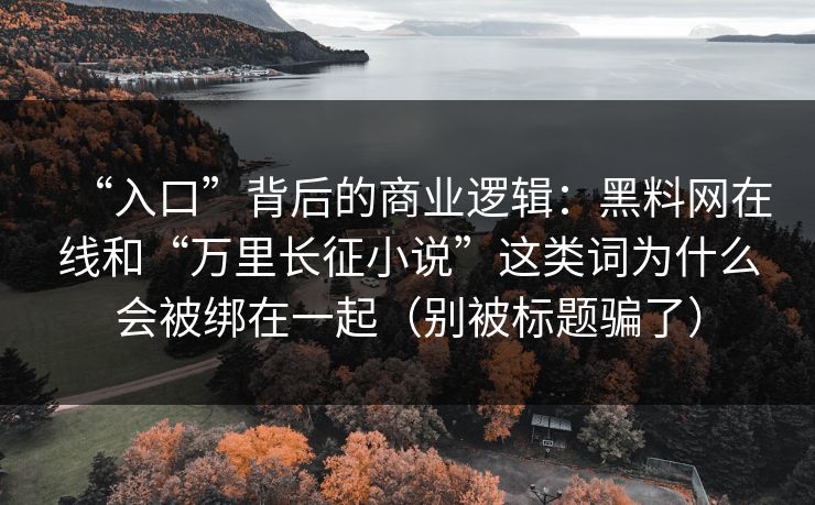 “入口”背后的商业逻辑:黑料网在线和“万里长征小说”这类词为什么会被绑在一起(别被标题骗了) “入口”背后的商业逻辑:黑料网在线和“万里长征小说”这类词为什么会被绑在一起(别被标题骗了)